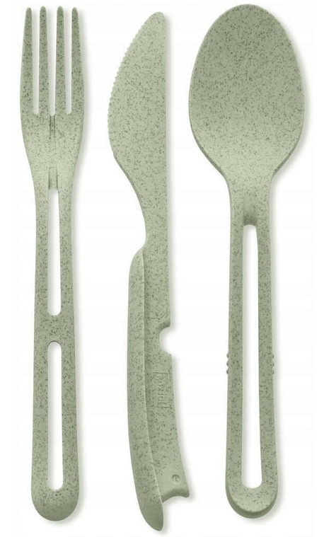 Zestaw sztućców podróżnych Klikk Organic Zielony Koziol 3 ele