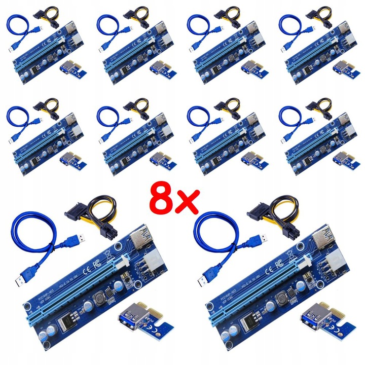 Sada 8xRiser Usb 3.0 Pci-e 1x-16x 6PIN Sata 006C