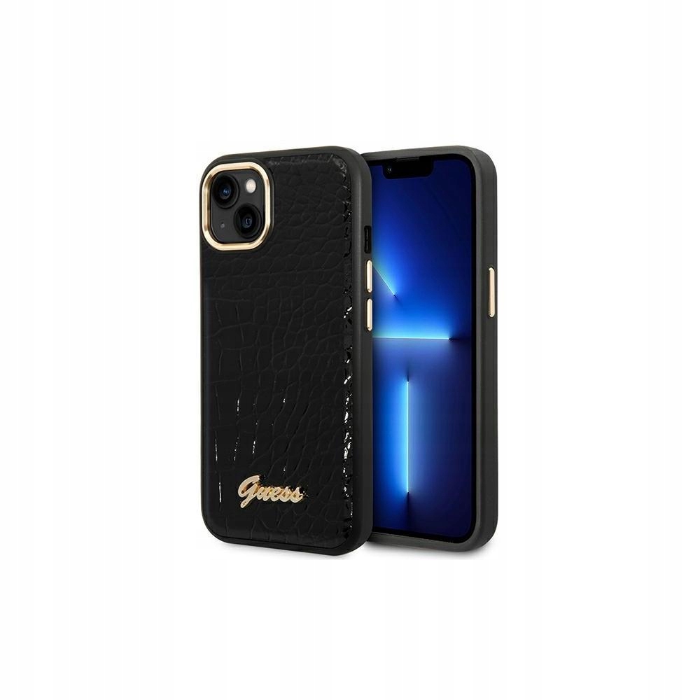 Guess Croco Collection – Pouzdro pro iPhone 14 Plus (černé)