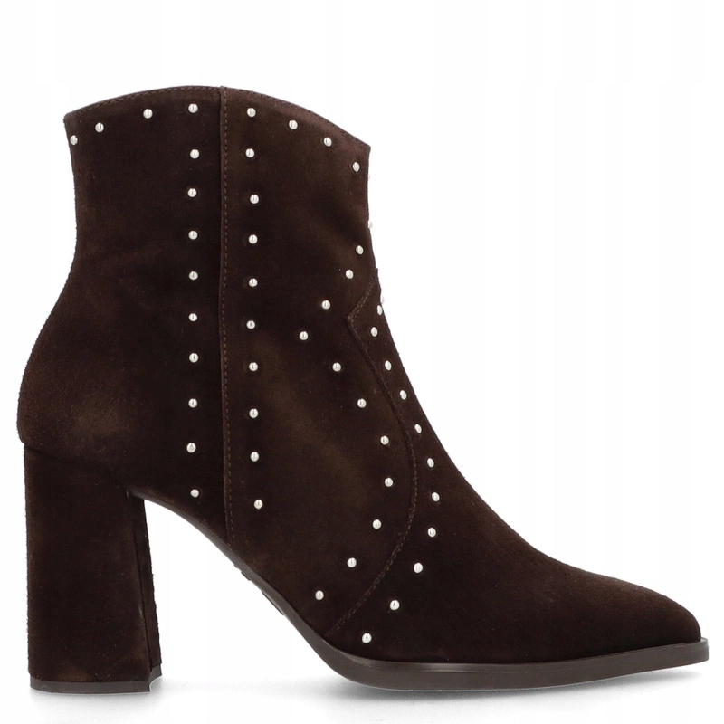 Kožené kotníkové boty na sloupku Wonders M-5431 Hnědé 35