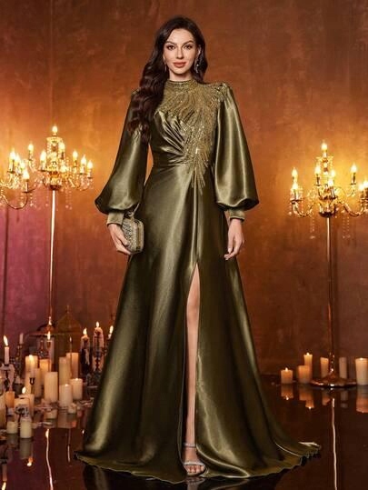Shein Zelená Maxi Šaty D40 S06__M