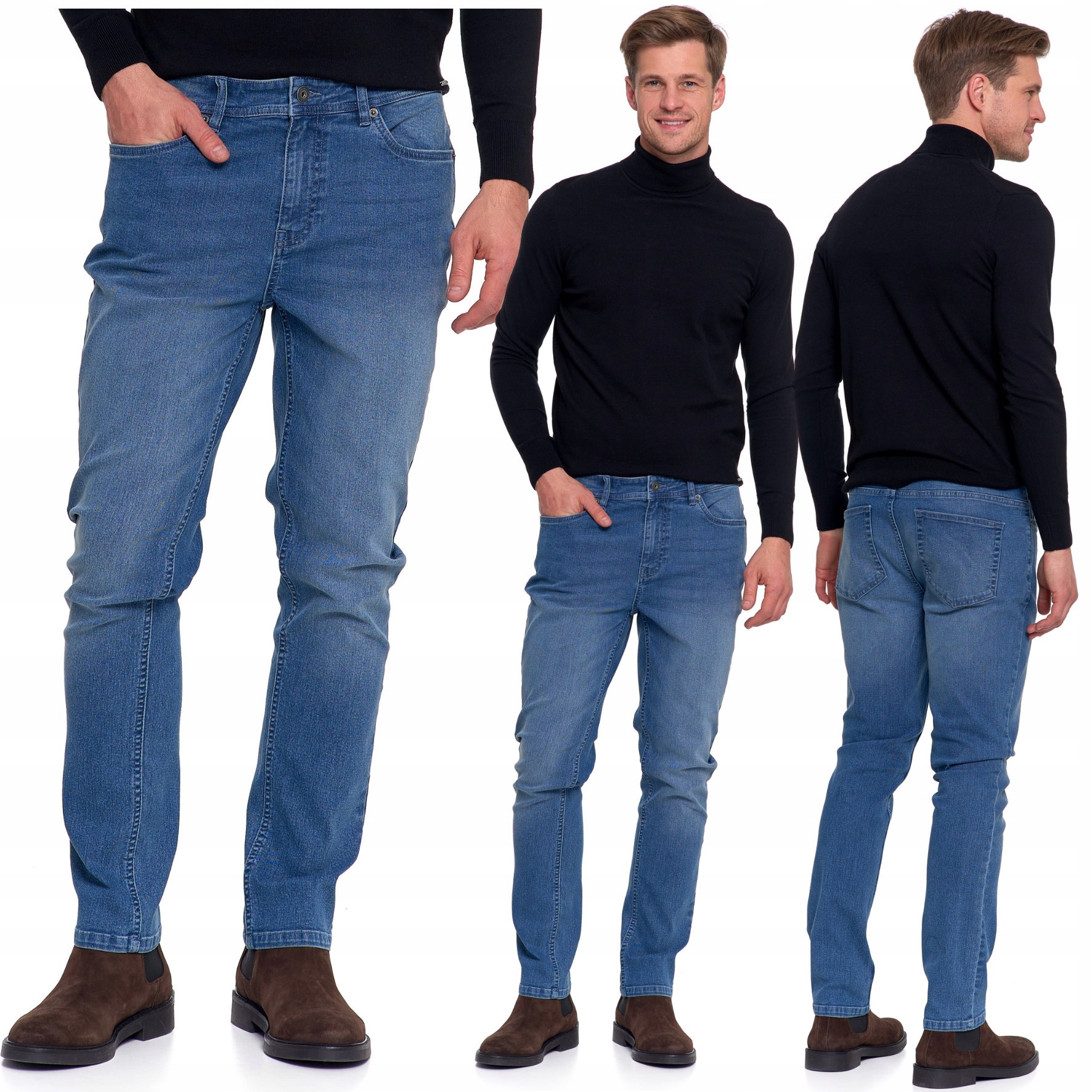 Pánské Džínové Kalhoty Jednoduché Moraj Klasické Modré Módní Džíny 32