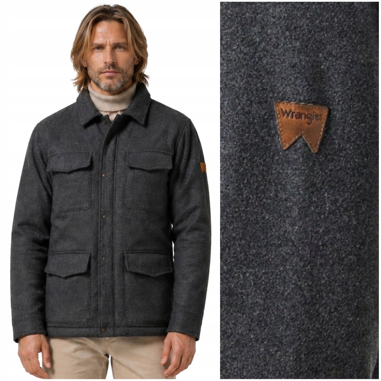 Wrangler Transitional Jacket Charcoal lehká jarní bunda s vlnou, velikost M