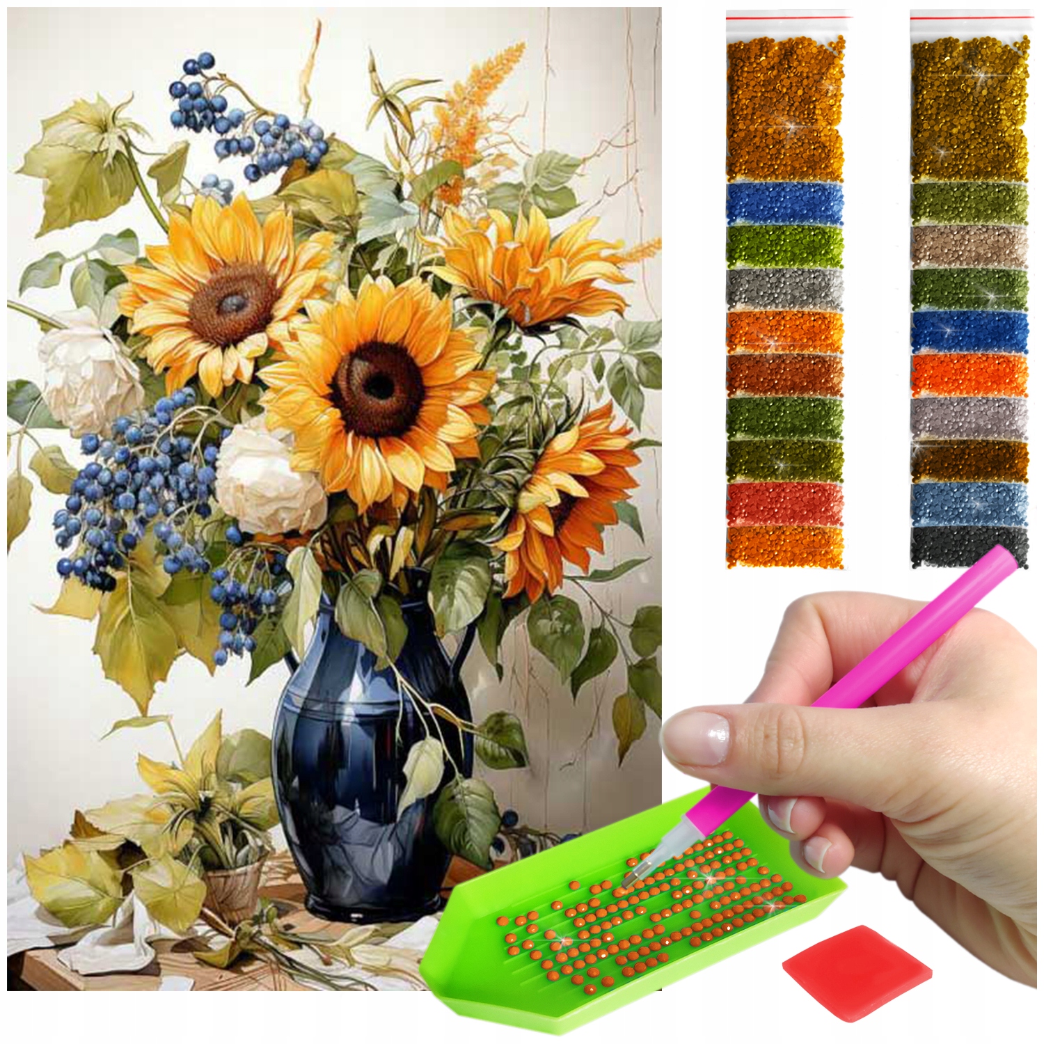 Výšivka Diamond Painting mozaika květiny ve váze sada