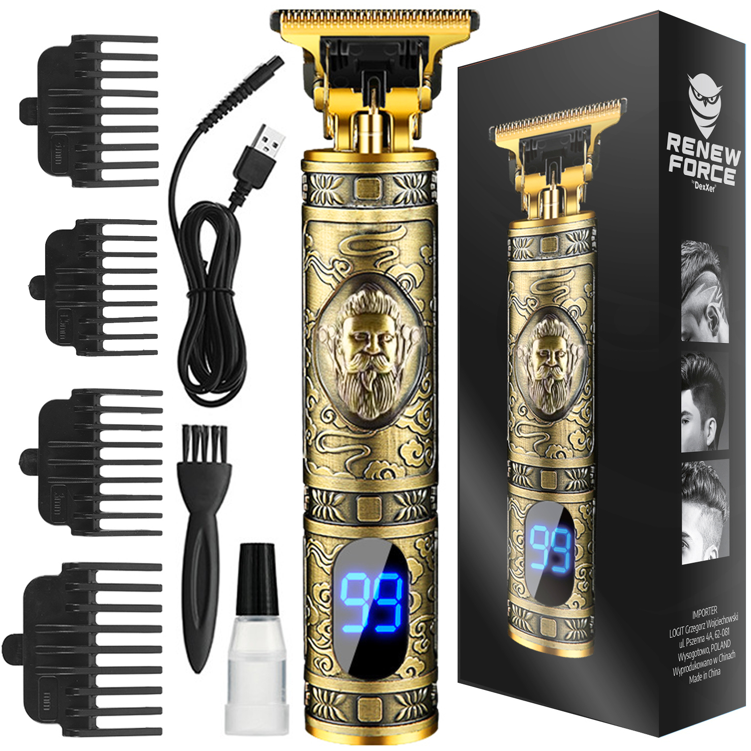 MASZYNKA TRYMER DO STRZYŻENIA GOLENIA WŁOSÓW BRODY