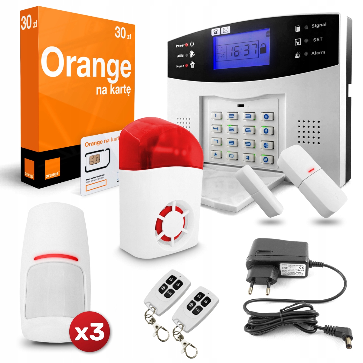 Bezdrátový Gsm alarm 3x Pir Siréna Sim Orange