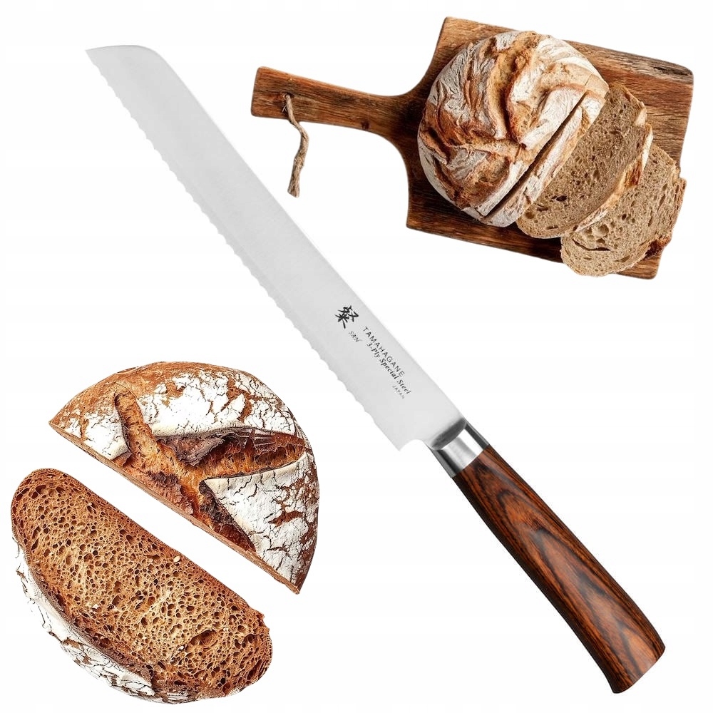 Tamahagane San Brown VG-5 Japonský ostrý nôž na chlieb a chlieb 23 cm