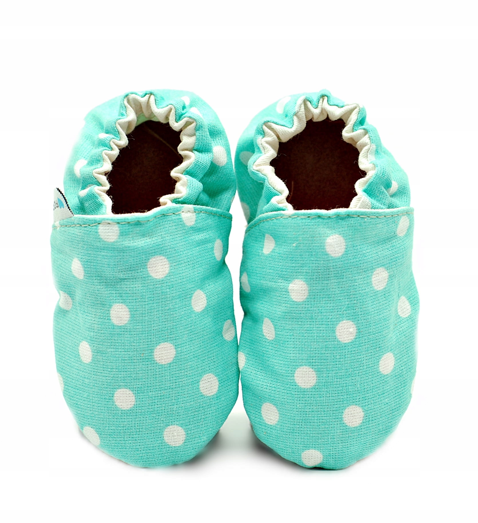 

EkoTuptusie Mini kapcie miętowe w groszki S r18-19