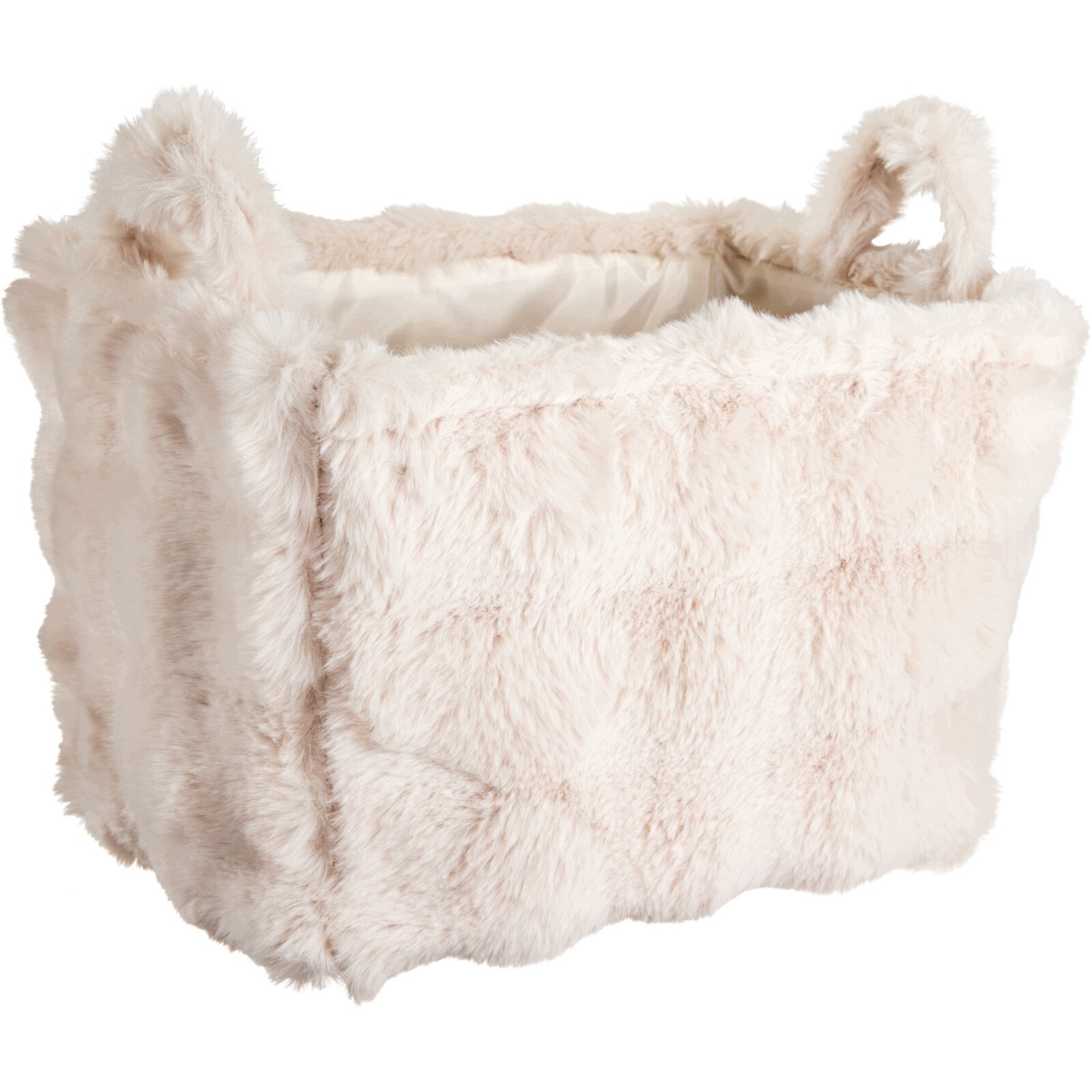 Obdélníkový Košík S Úchytem Polyester Béžový 40X30X28 CM