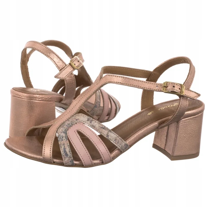 Kožené dámské sandály na podpatku Maciejka Růžové 06948-39 Pink