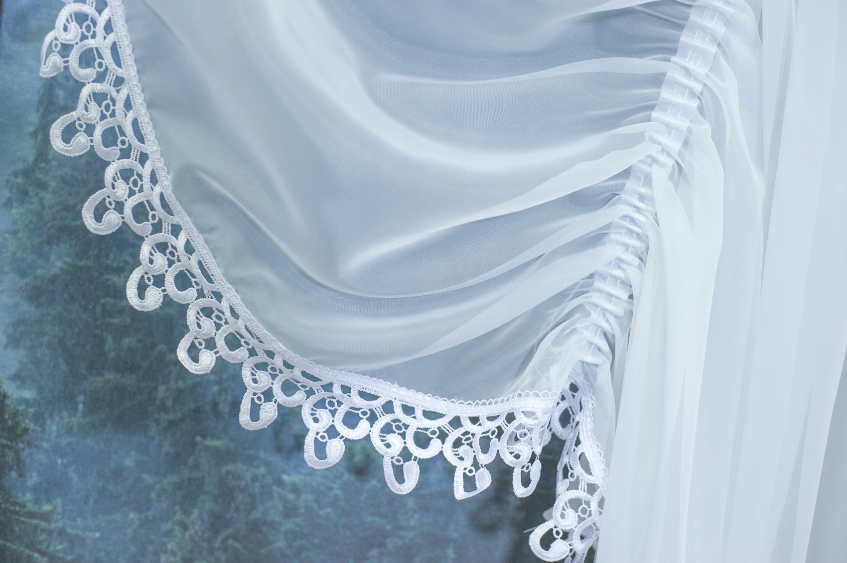 KOMPLET FIRAN Z GIPIURĄ WODA POKÓJ KUCHNIA FIRANA GOTOWA WOAL BIAŁA 400X180 Wzór gładki