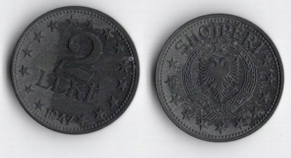 ALBANIA 1947 2 LEKE