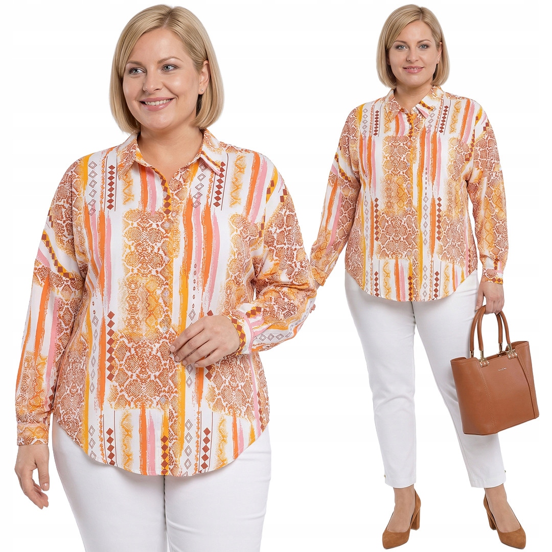 Košile žluto-oranžové vzory plus size velikost 56