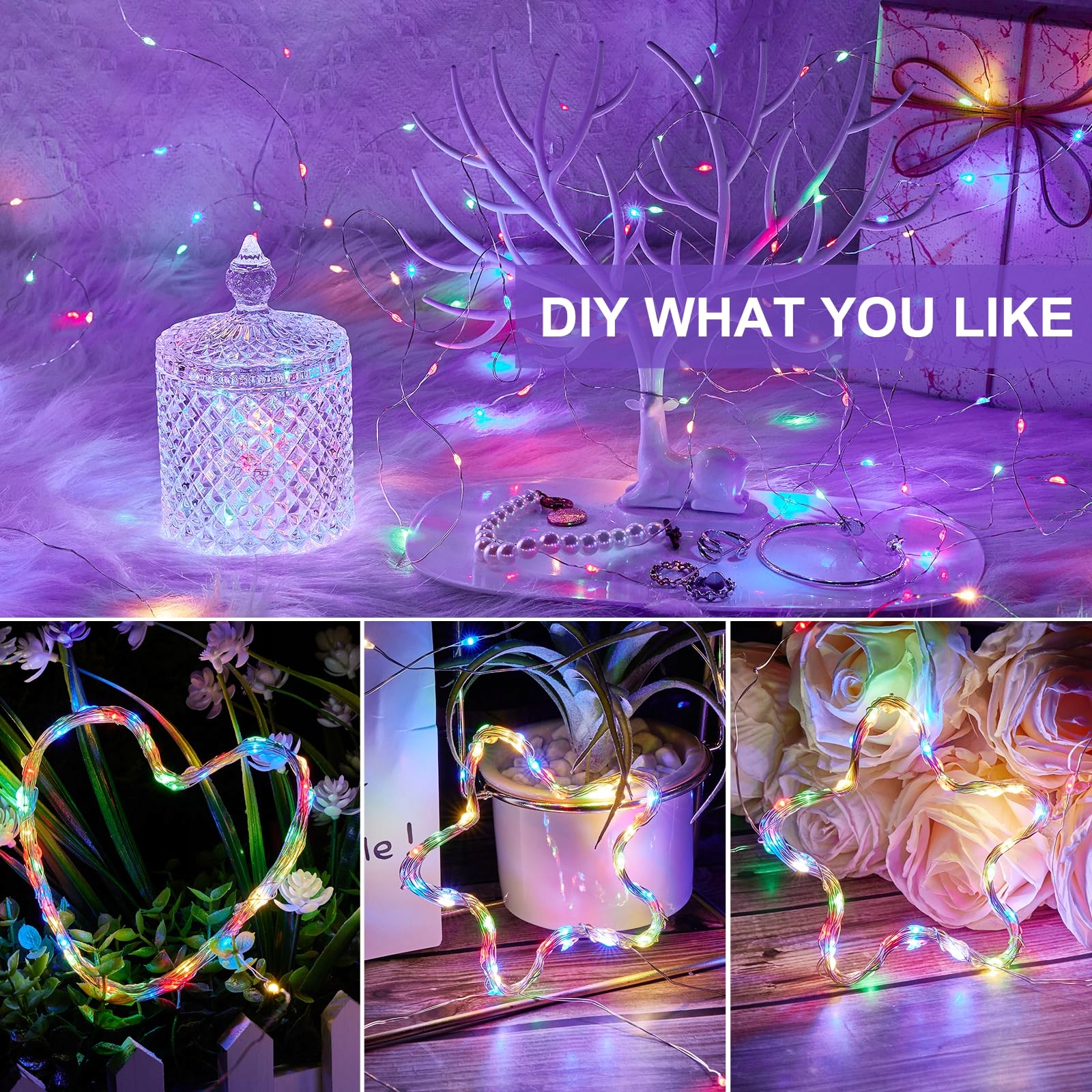 VACOULERY Lampki Świąteczne Wodoodporne Z Pilotem Multikolor 23M 200 LED — miniatura 6