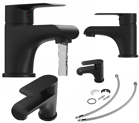 Umyvadlová baterie nízká, stojánková, páková, koupelnová, černá baterie Vito