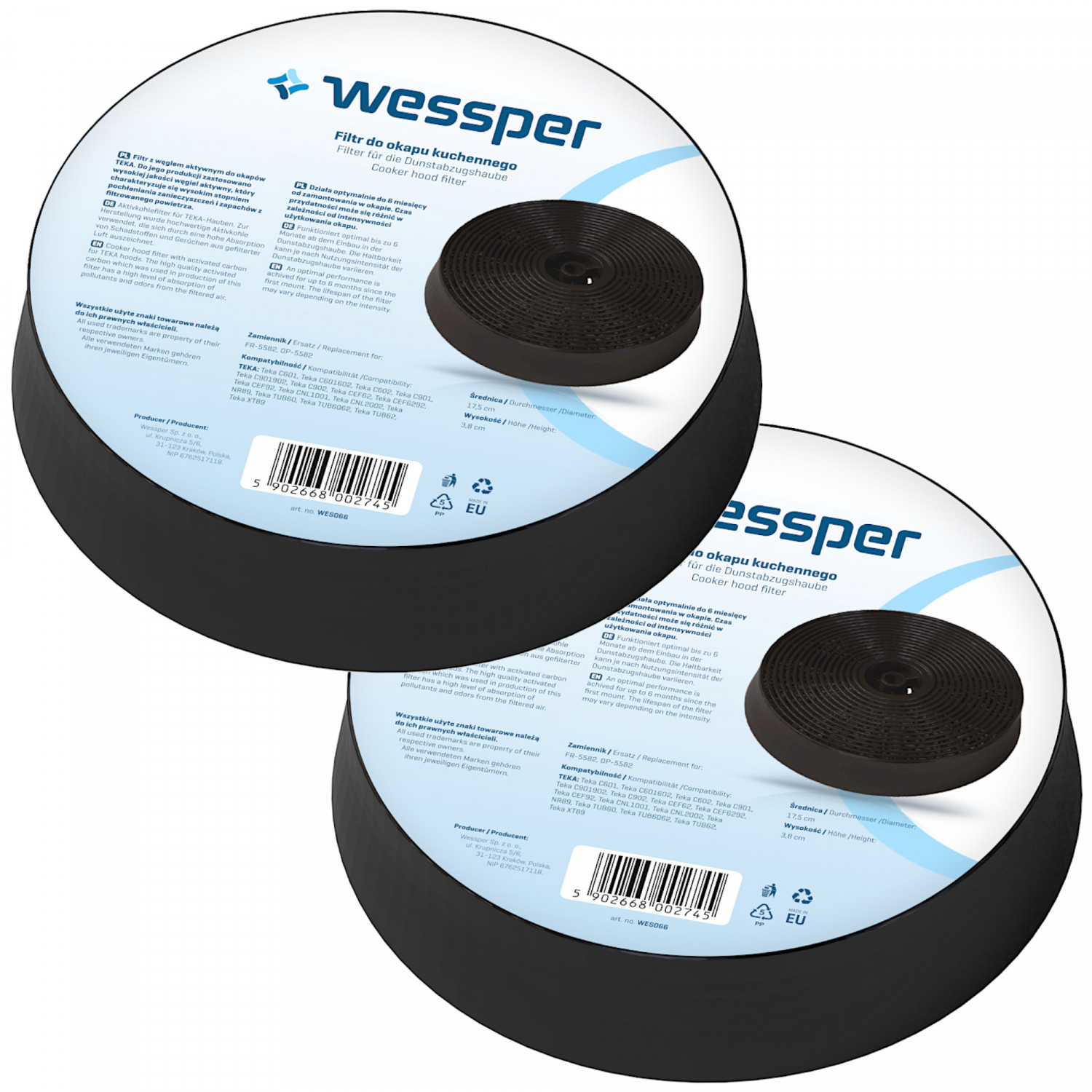 

2x Filtr węglowy okapu C1C Teka CNL2002 CNL1001