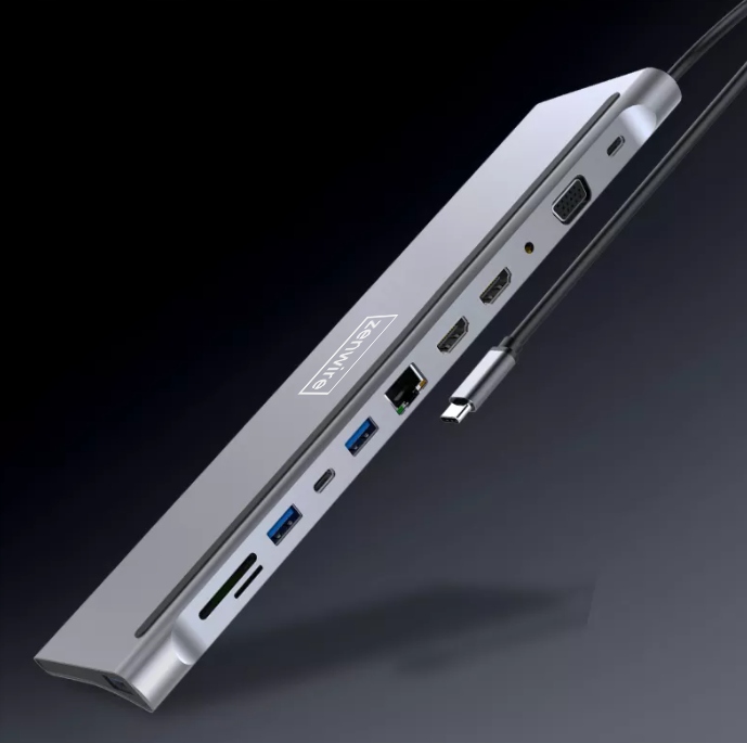 STACJA DOKUJĄCA HUB ADAPTER USB-C 12w1 RJ45 2x HDMI 4K ETHERNET VGA USB 3.0 Marka Zenwire