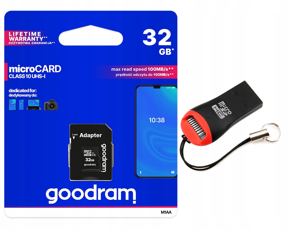 KARTA PAMIĘCI GOODRAM 32GB MICRO SD CLASS KLASA 10 + CZYTNIK ADAPTER