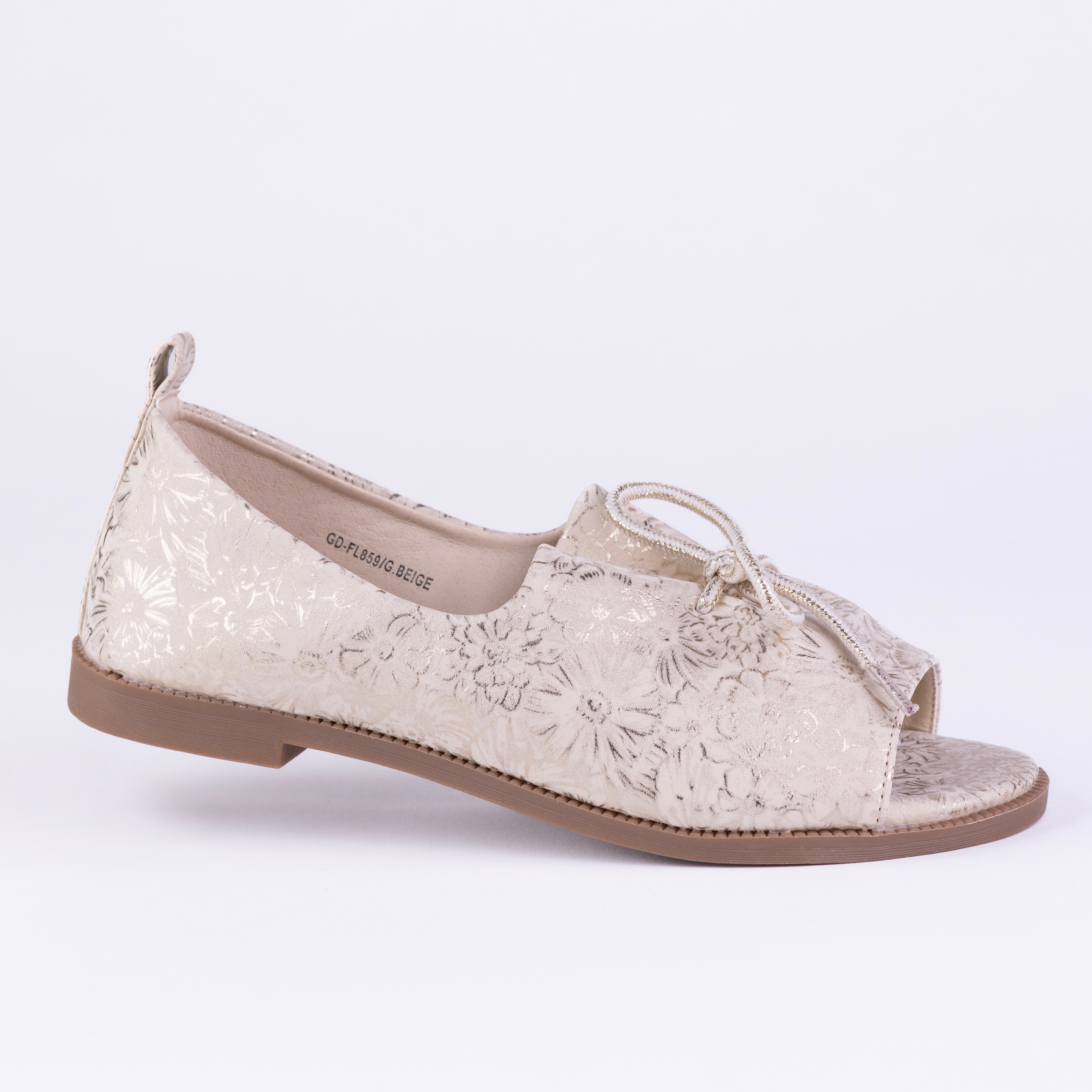 Sandały damskie półbuty Goodin GD-FL859 skóra eko lekkie wsuwane beż 38