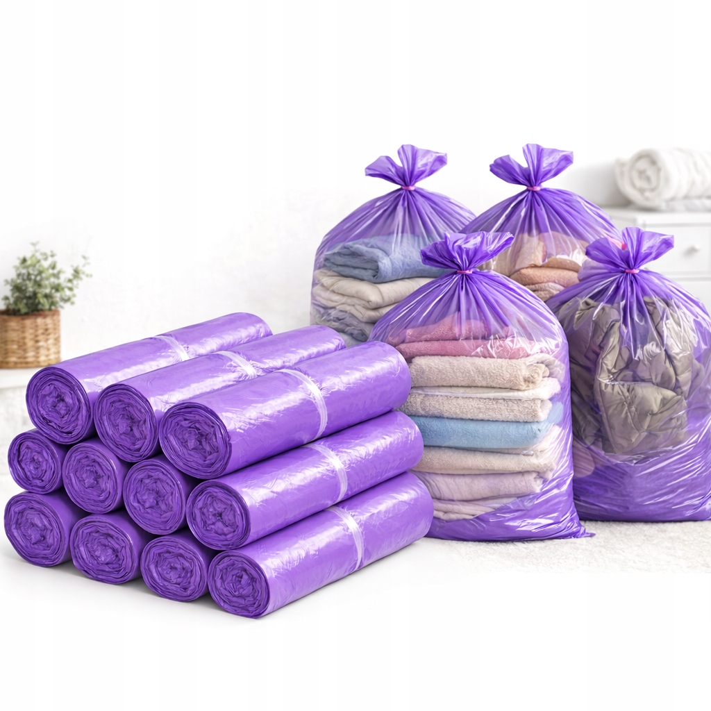 Levně Sáčky na oblečení, textil 120L fialové 25µ 110 ks silné Ldpe