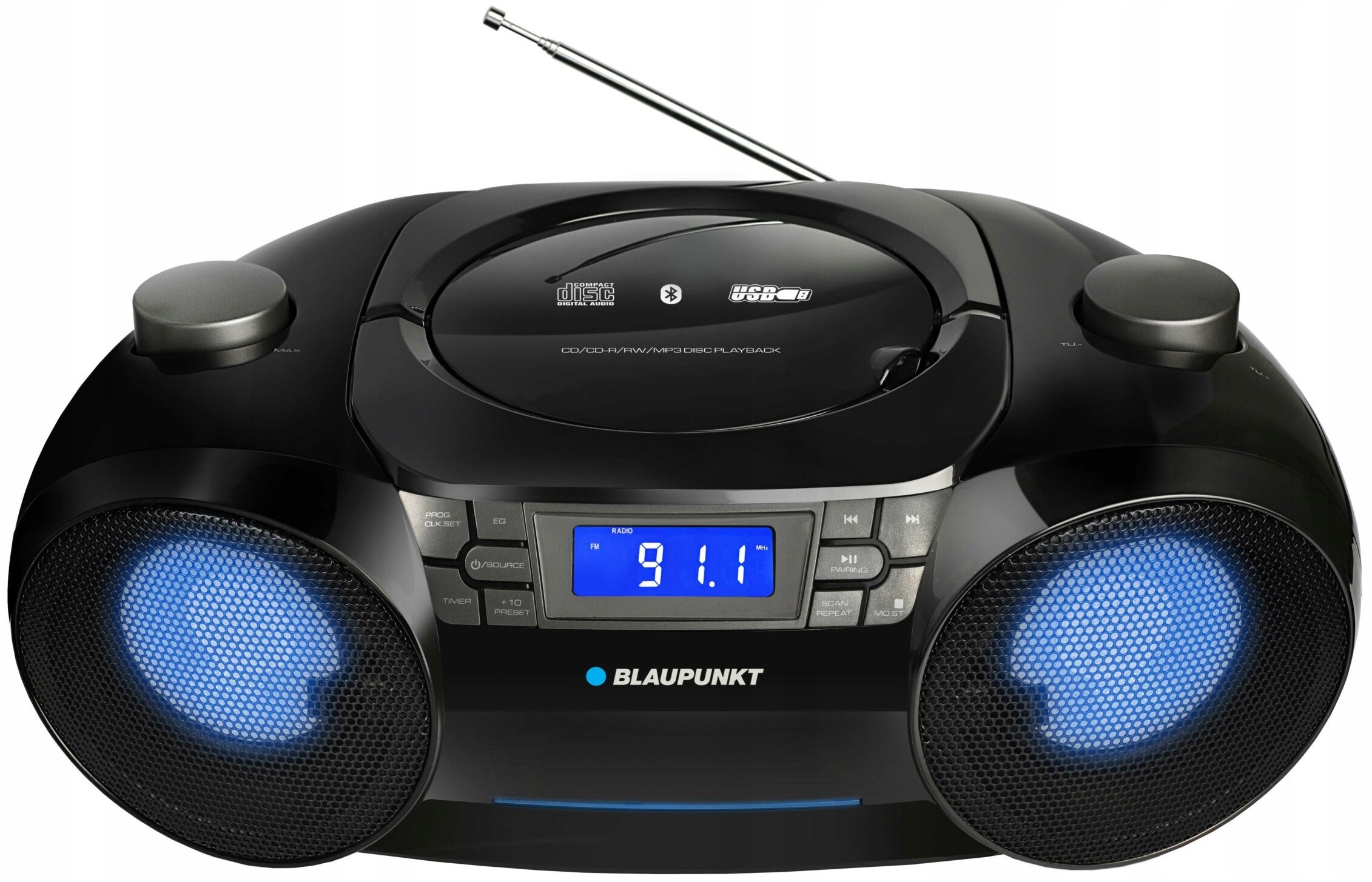 BOOMBOX RADIO KUCHENNE RADIOODTWARZACZ PRZENOŚNY BLAUPUNKT FM CD USB CZARNY Kod producenta BB31LED