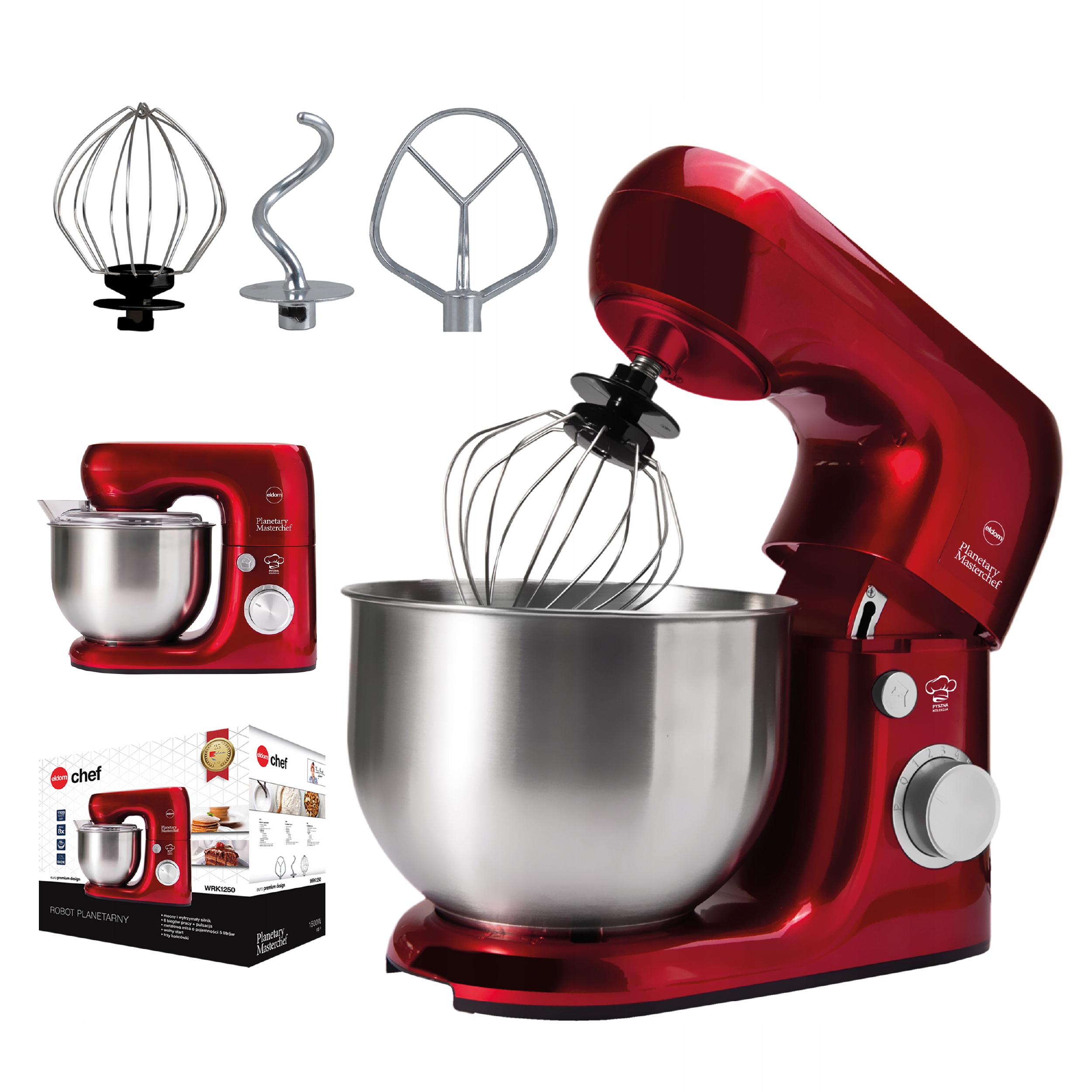Robot kuchenny planetarny mikser z misą 5L Eldom WRK1250 1500W czerwony