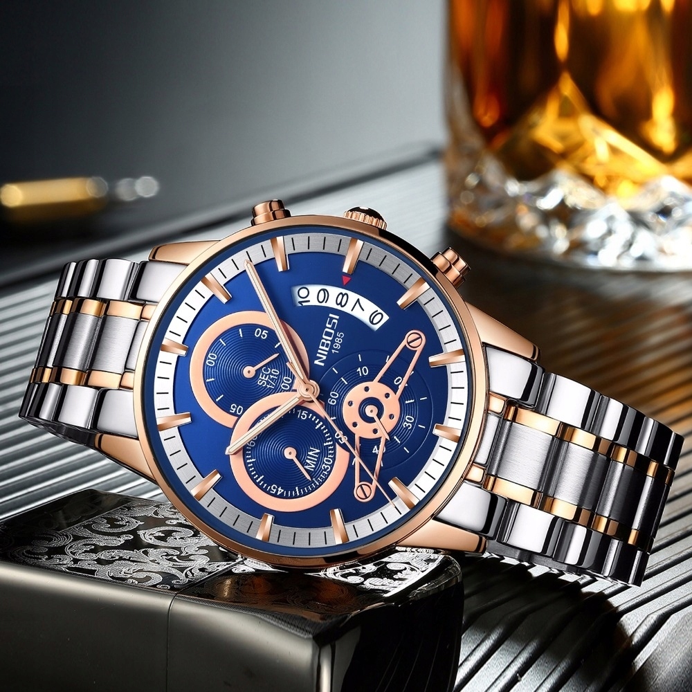 Zegarek męski NIBOSI Chronograf - Granatowy Rodzaj analogowe
