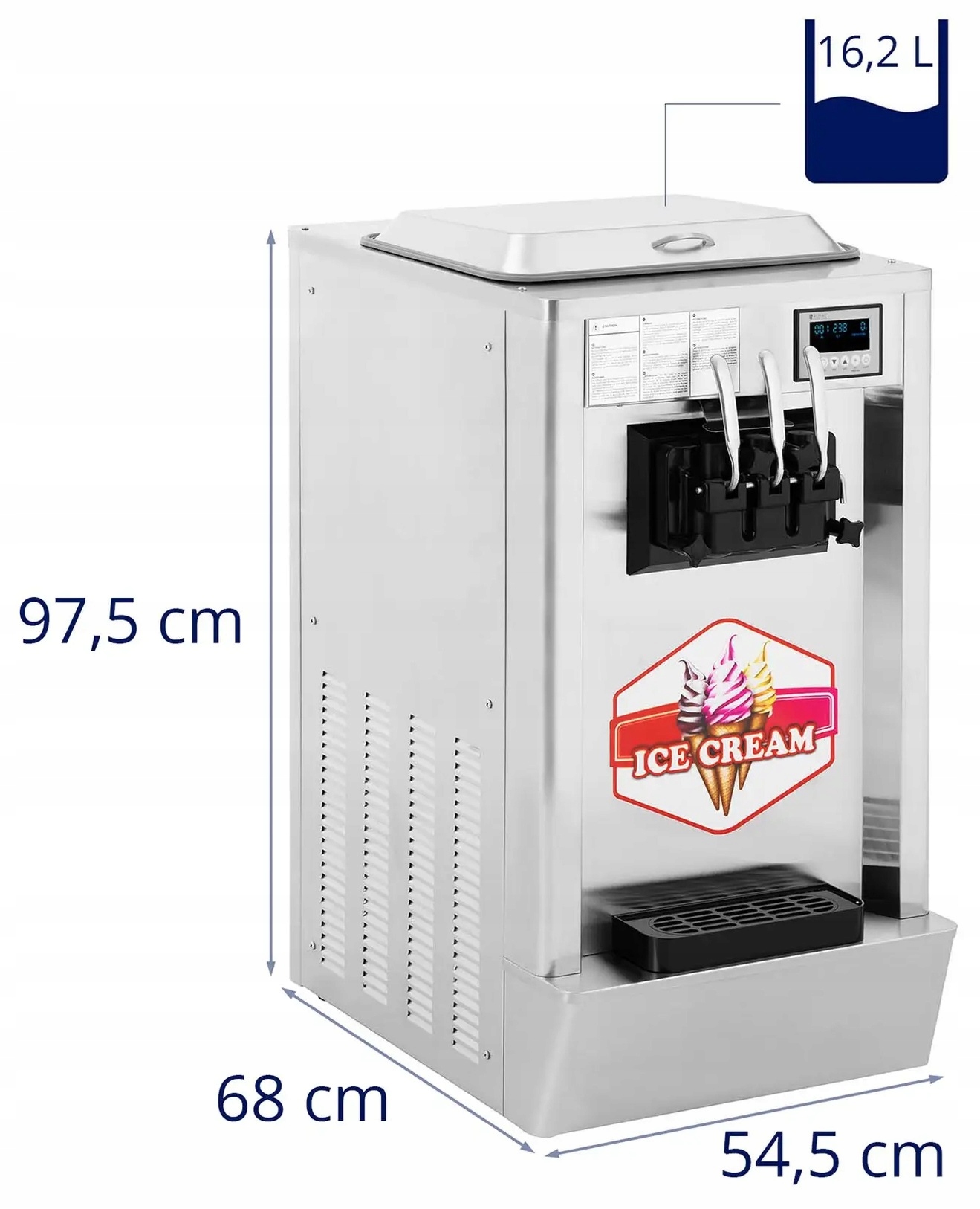 Maszyna do lodów włoskich 1640W 16,2L 23l/h Royal Catering RCSI-18 10012842
