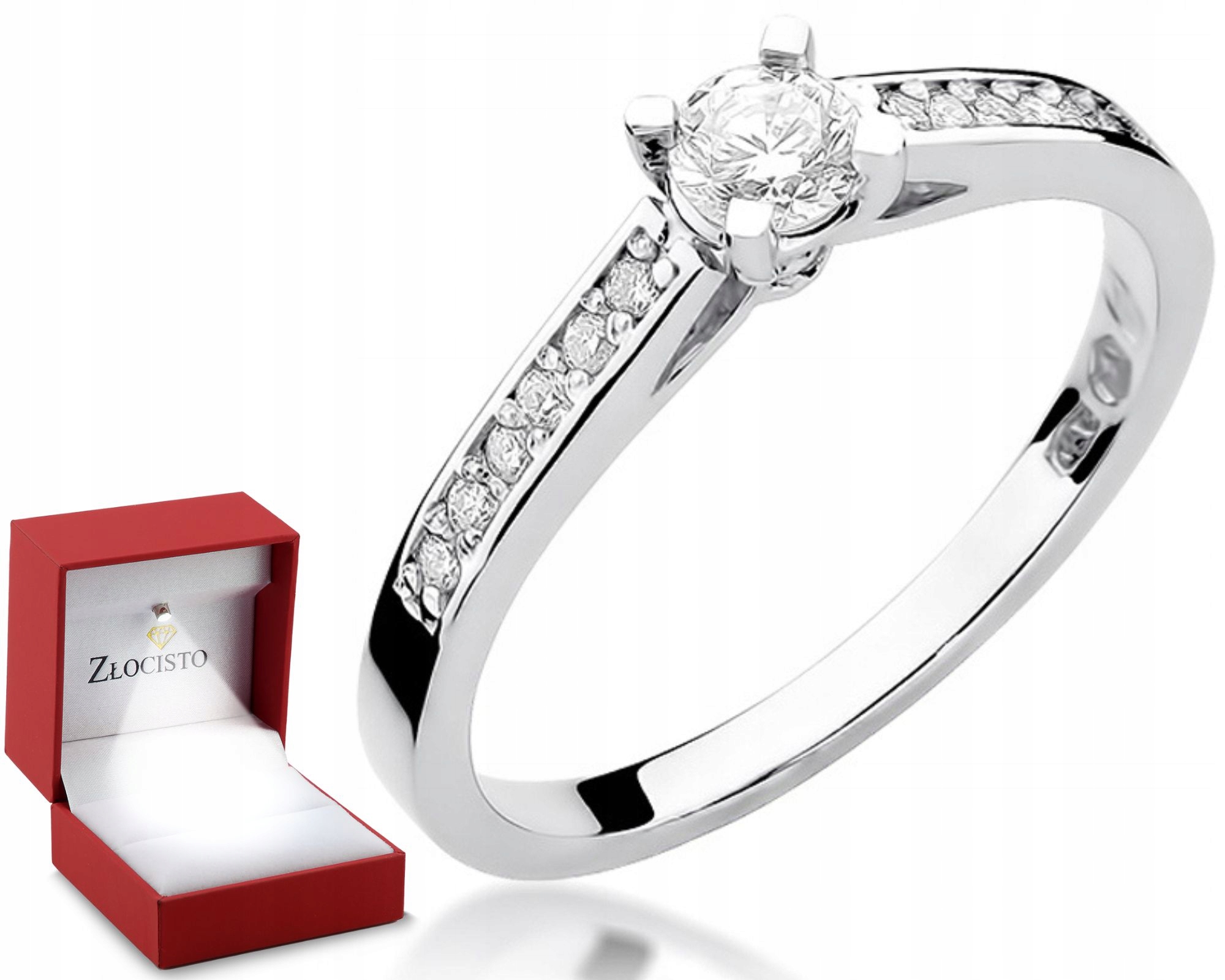 Prstýnek z bílého zlata Diamanty 0,36 ct Gravírování