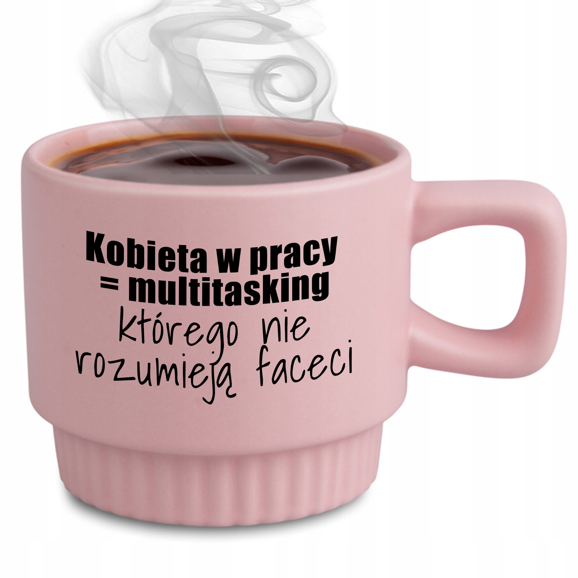 Ryflovaný hrnček Ružová Žena V Práci Multitasking Odchod z práce