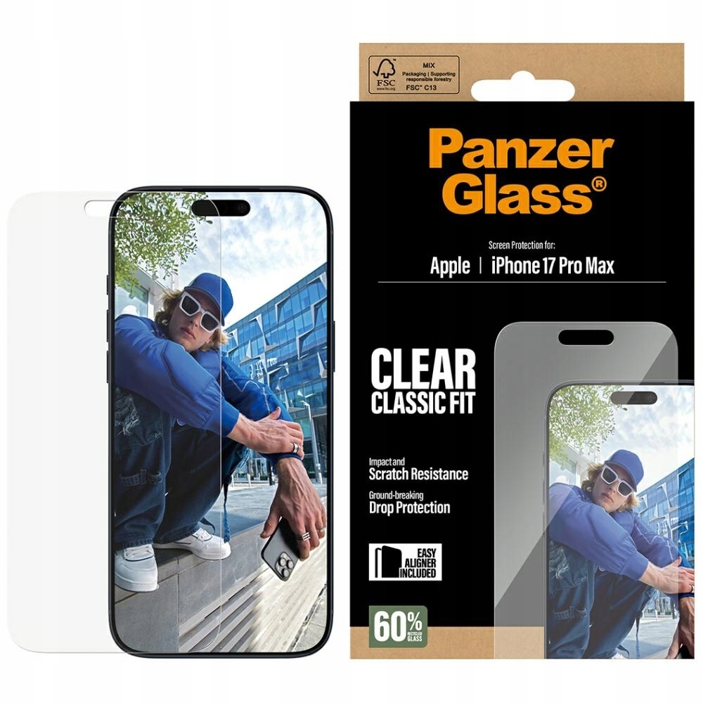 Tvrzené sklo PanzerGlass Classic Fit EasyAligner pro iPhone 17 Pro Max