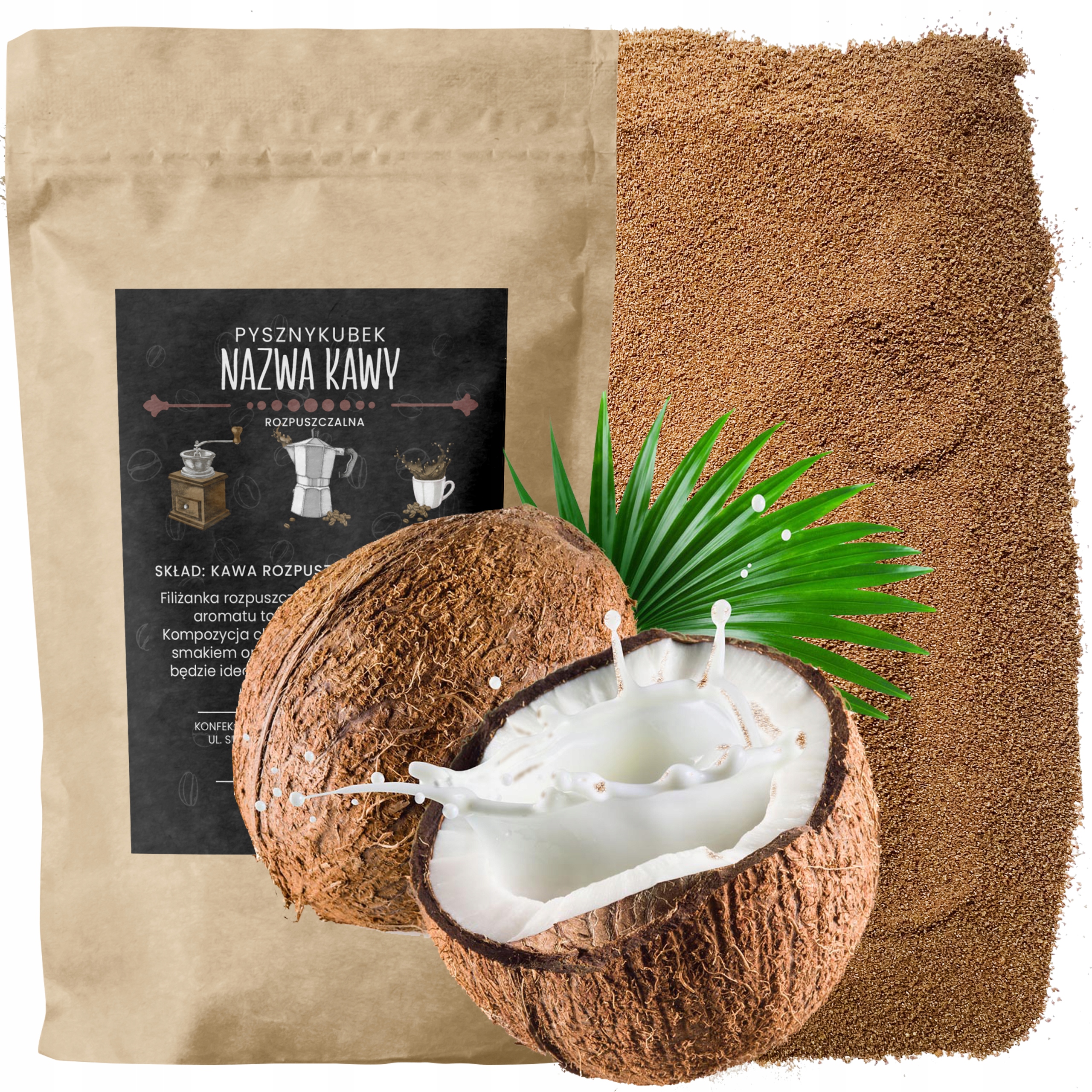Kawa Rozpuszczalna smakowa Kokosowa 1000g 1kg jakość