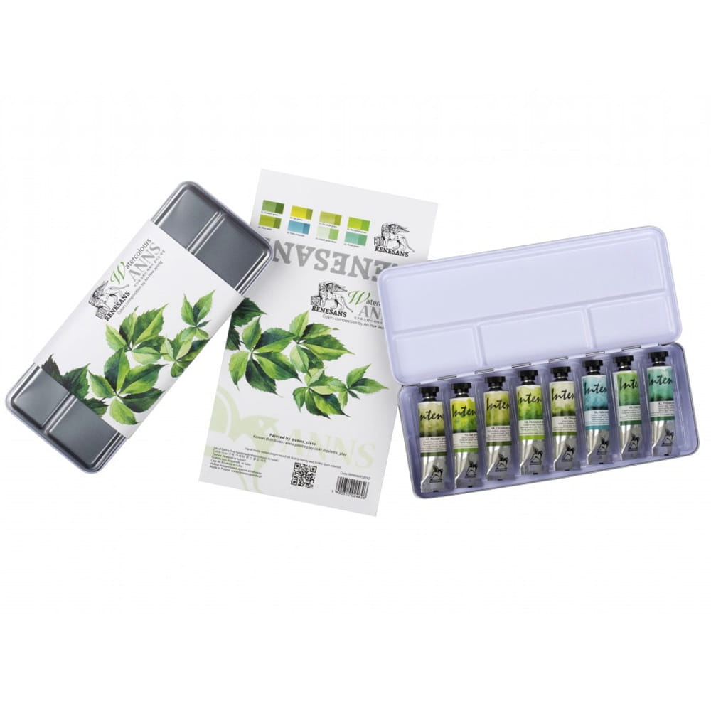 Zestaw akwareli Renesans Intense Green Metal Box 8