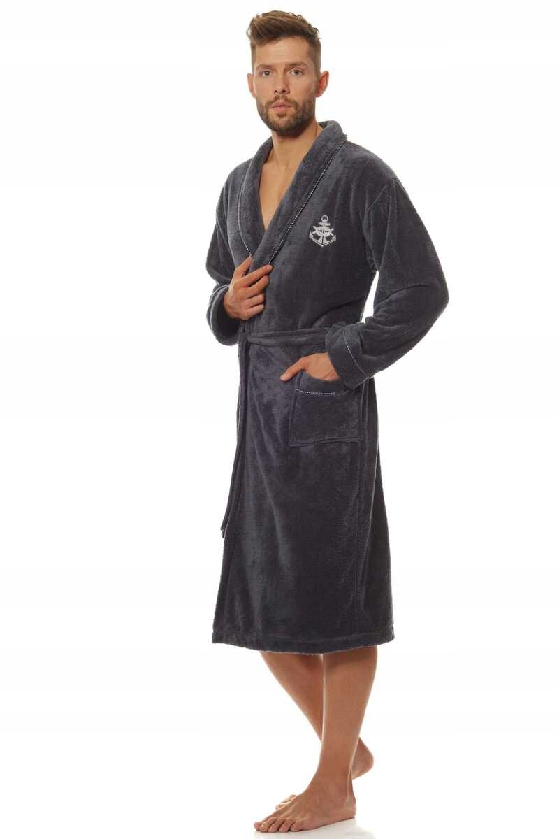 LL Pánský měkký teplý župan wellursoft Marine 2114 grafitový 2XL