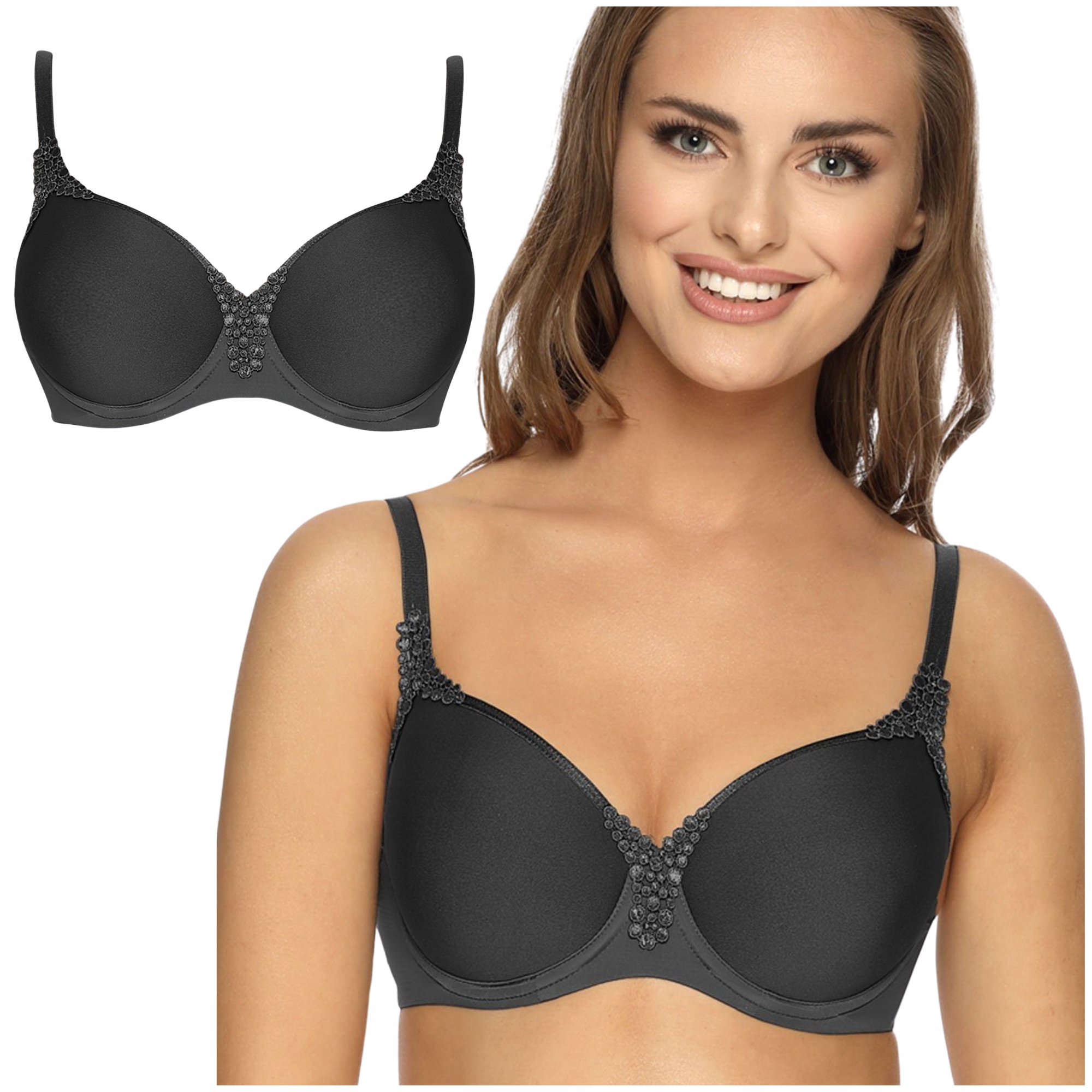 Podprsenka vyztužená, hladká, pohodlná, grafit podprsenka Viania Carola 85C