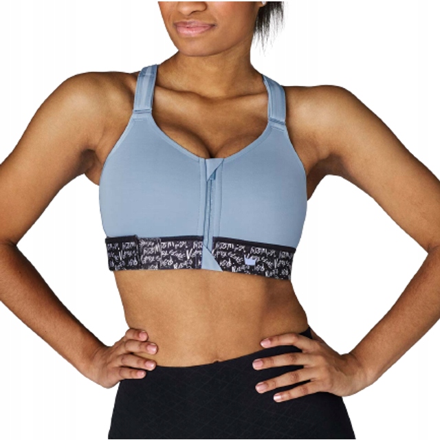 Biustonosz Sportowy Shefit Niebieski Regulowany Ćwiczenia Siłownia Gym R.l