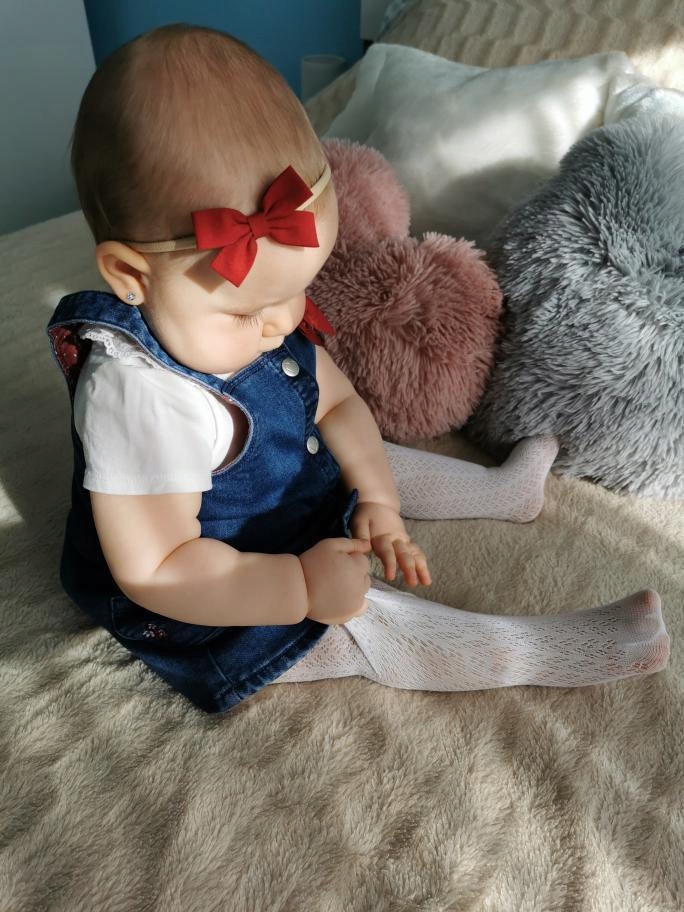 OPASKA na głowę niemowlęca z kokardką, bordo i beż Marka Danmari