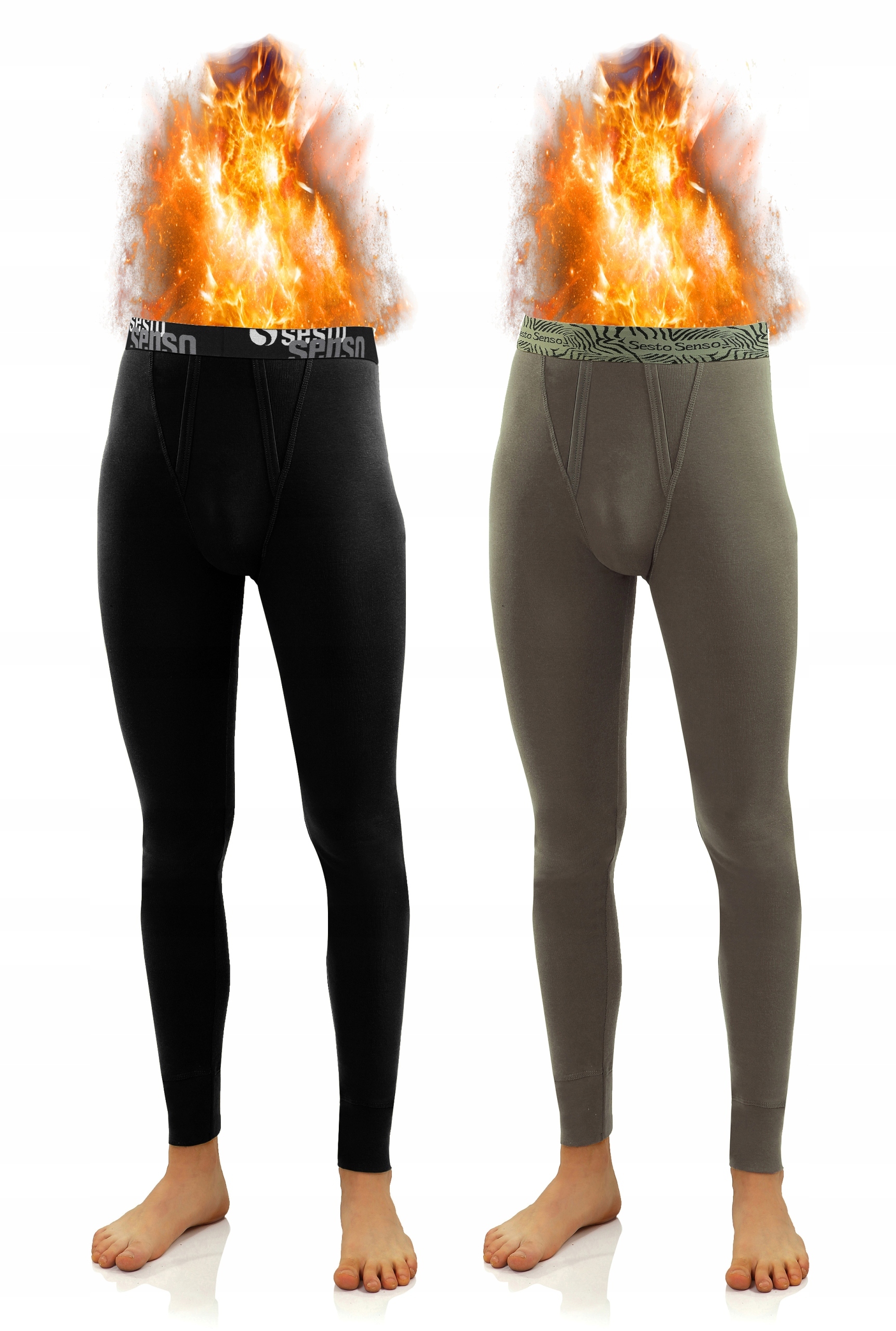 Sesto Senso Pánské termo bavlněné kalhoty 2 kusy 3XL Černé/Zelená