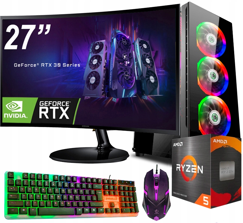 Herní Set Ryzen 5 3600 32GB/1TB Ssd Rtx 3060 12GB Monitor 27"