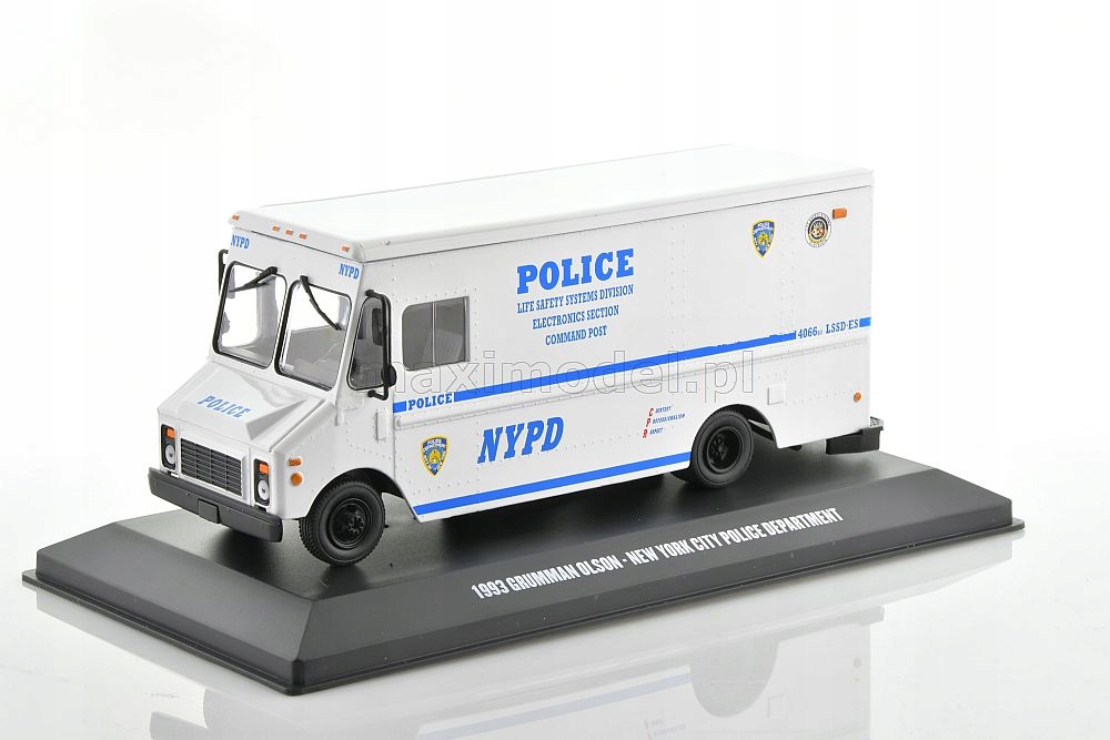 Grumman Olson Llv Nypd Police 1993 Blanc Modèle 1:43 Greenlight