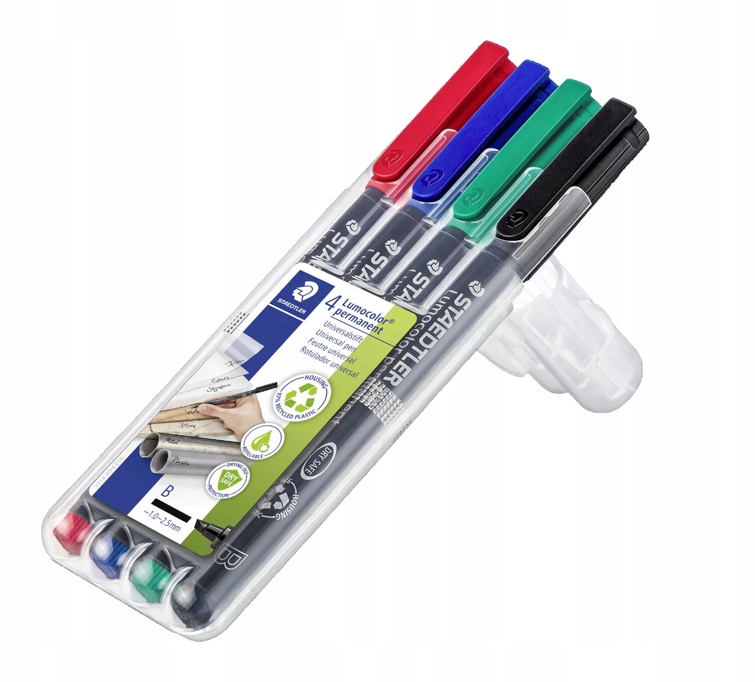 MARKER FOLIOPIS PERMANENTNY STAEDTLER LUMOCOLOR - B 1.0-2.5MM 4 KOLORY