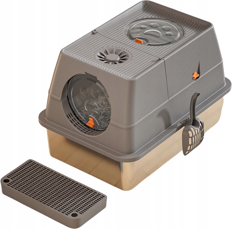 Levně Uzavřená toaleta pro kočky z z nerezové oceli – šedá