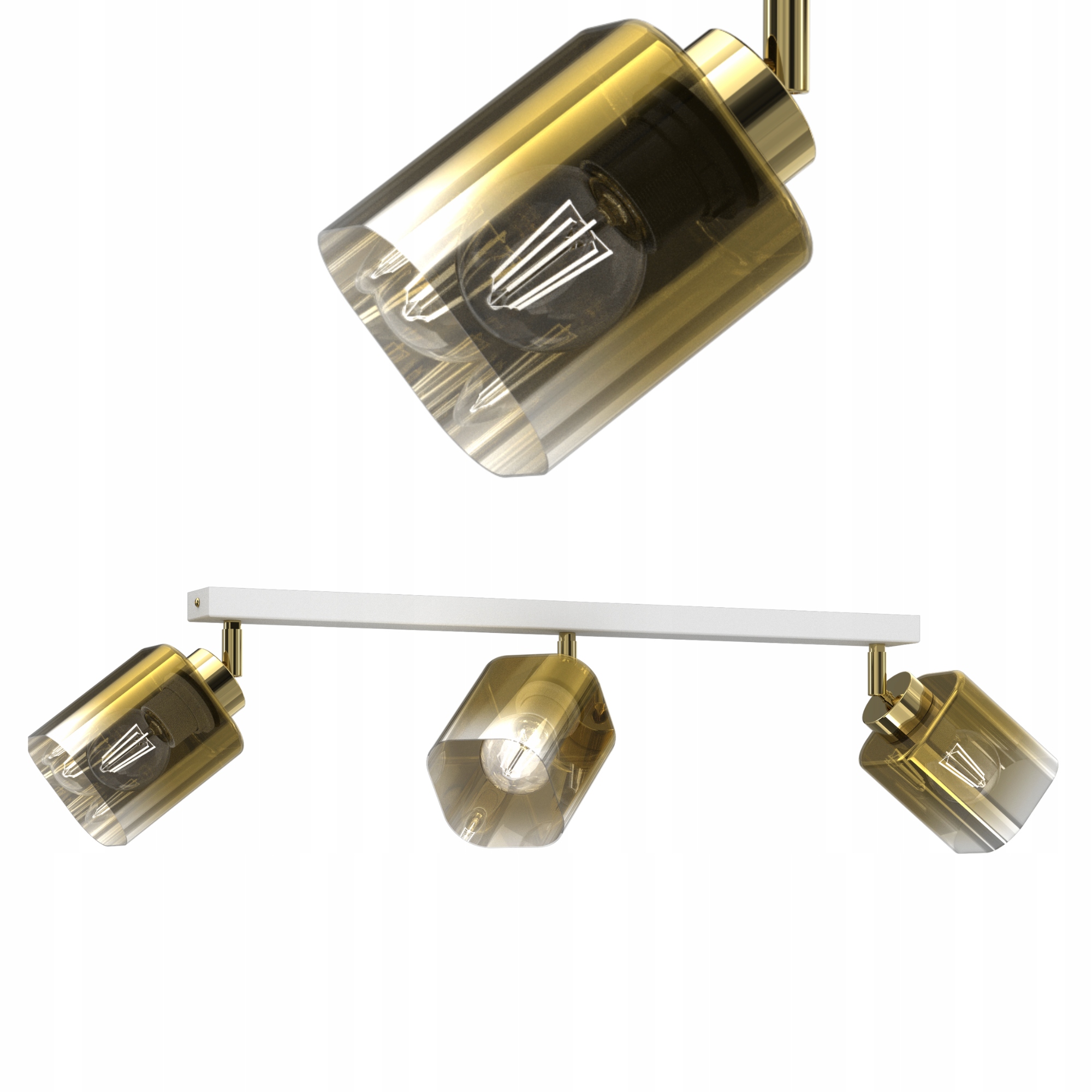 Stropní Svítidlo Stropní Svítidlo Skleněné Zlaté Stínidlo Ombre E27 3-BODOVÁ Polská Lampa Led
