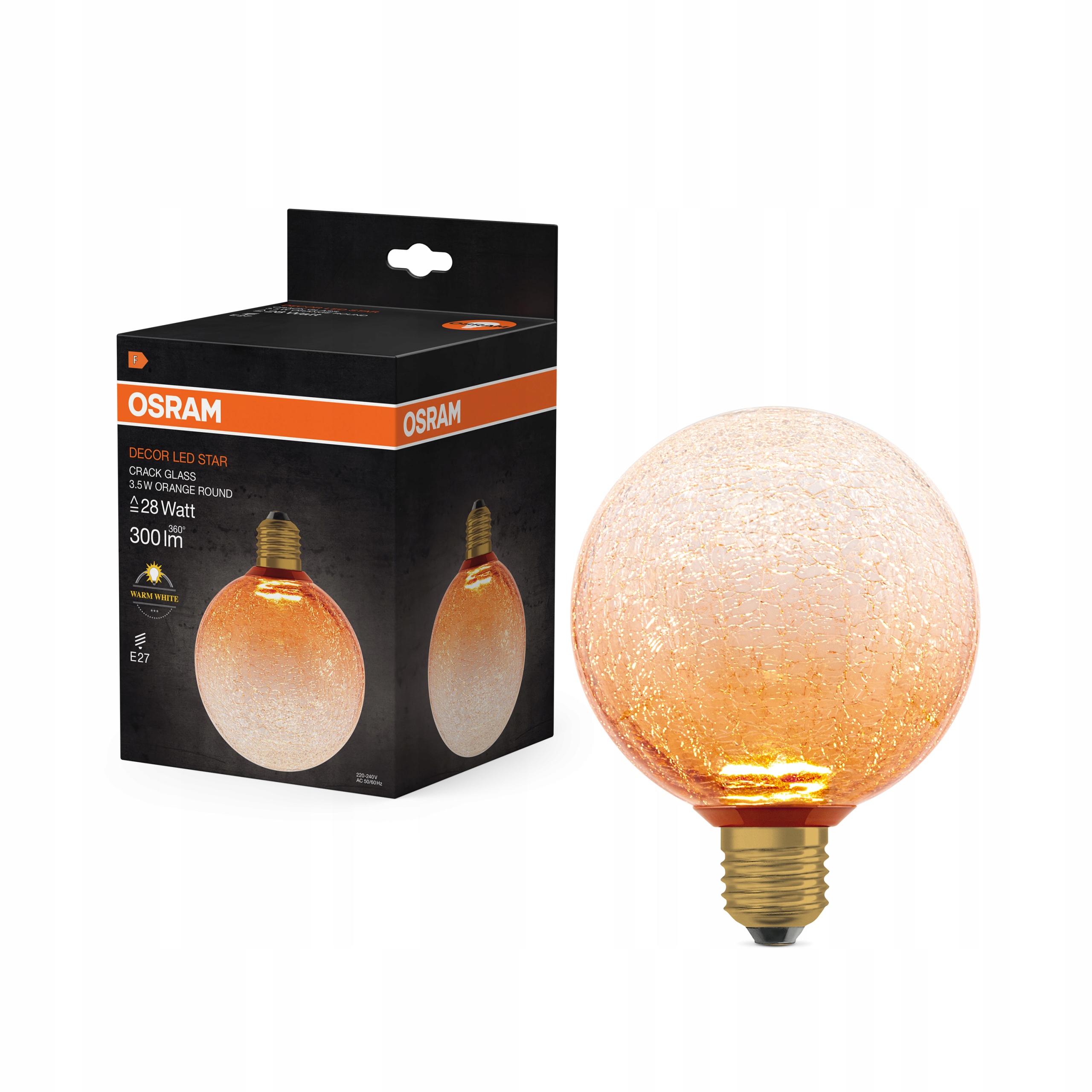 Led žárovka E27 Mrazivá koule 3.5W 300lm 2700K Dekorativní oranžová