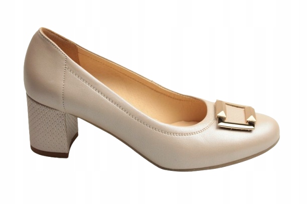 Boty Arka 1074 (2471+2763+1315) Béžová Spona Klocek Elegantní vel.37