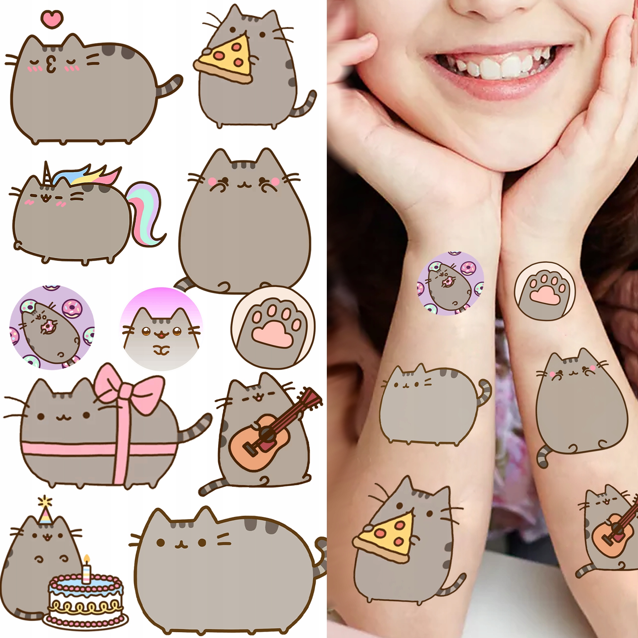 TATUAŻE ZMYWALNE PUSZIN KOT KOTKI SUPER JAKOŚĆ WIELE WZORÓW