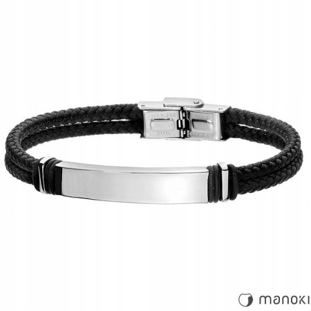Černý Pánský Náramek S Provázkem Gravírování