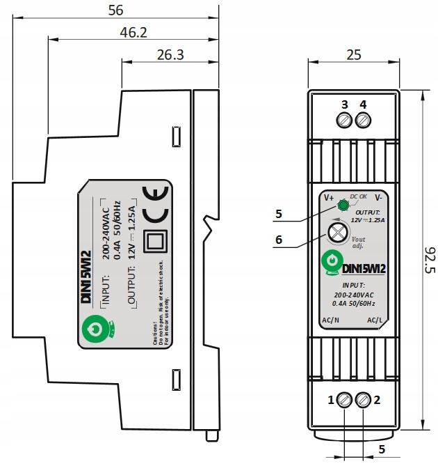 ZASILACZ NA SZYNĘ DIN 12V 15W 1.25A TRANSFORMATOR POS ZAMIENNIK HDR-15-12 EAN (GTIN) 5902135121474