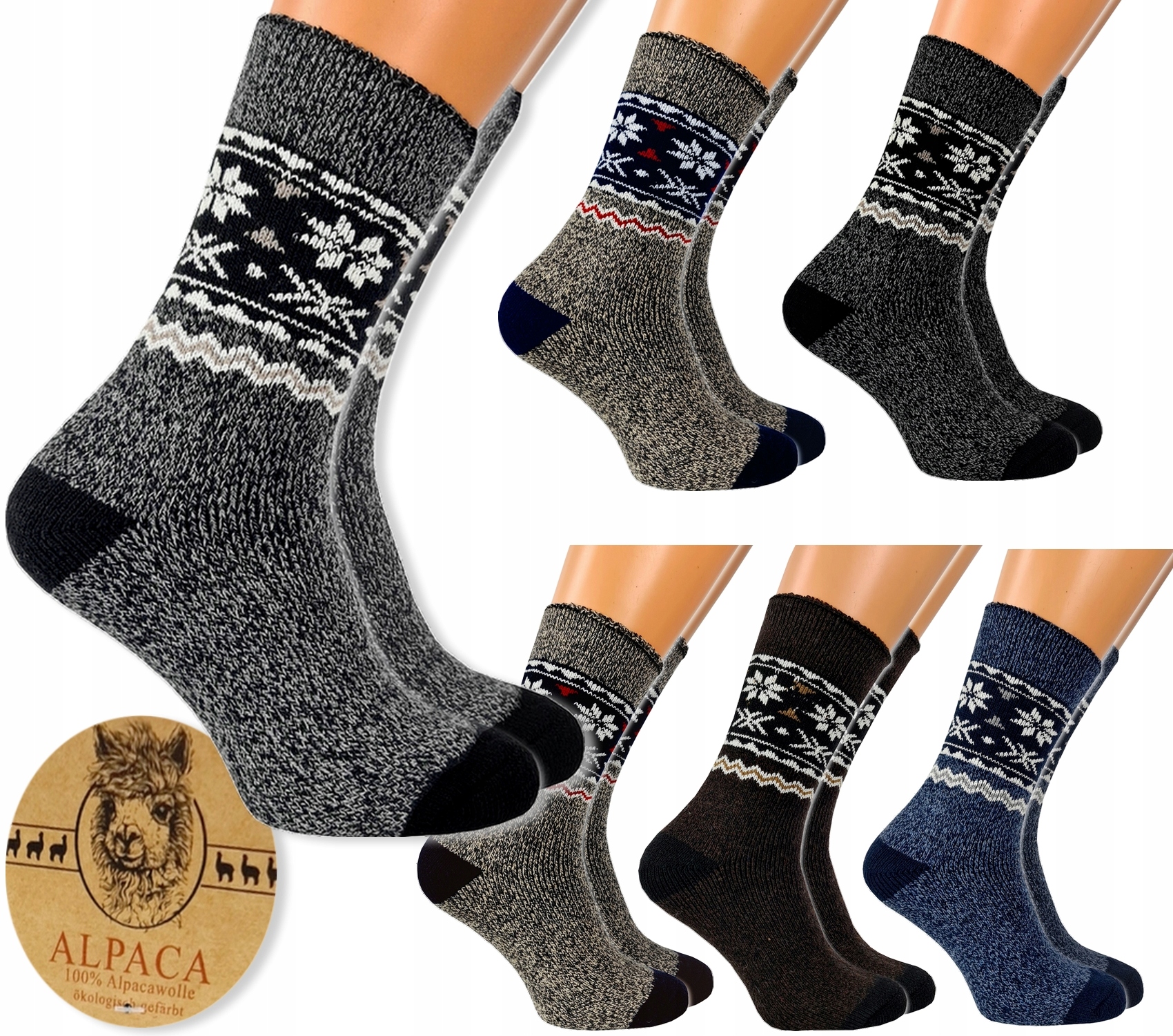 

6x Ciepłe Grube Skarpety Męskie Termo Alpaka 40-43