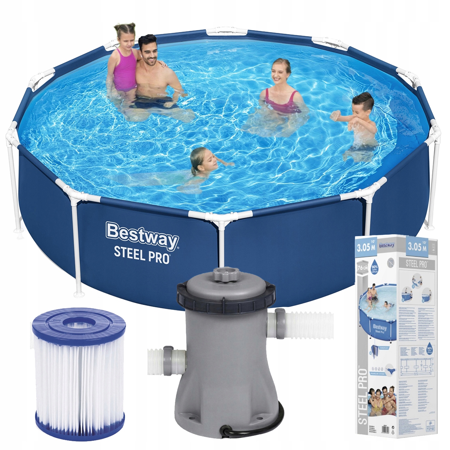 Rodinný záhradný roštový bazén 305 x 76 cm Sada filtračných čerpadiel Bestway 56679